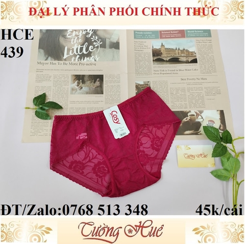 Quần lót nữ Cosy HCE 439 ren thêu hoa lưng cao.
