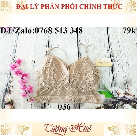 Áo bra 2 dây mảnh ren 036 cúp tam giác cỡ lớn.