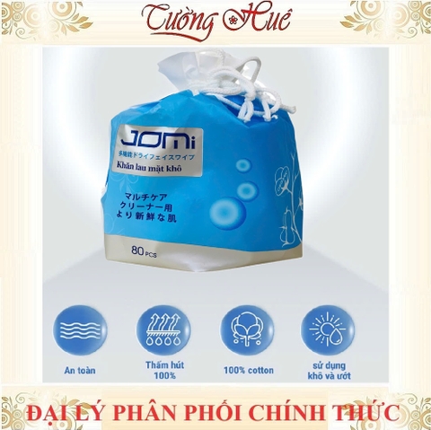Khăn Lau Mặt Khô Jomi 80 tờ (15cm x 20cm)