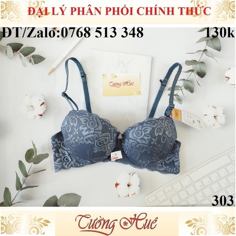 Áo lót nữ Lovely 303 ren nâng ngực cúp bầu ngang cài trước.