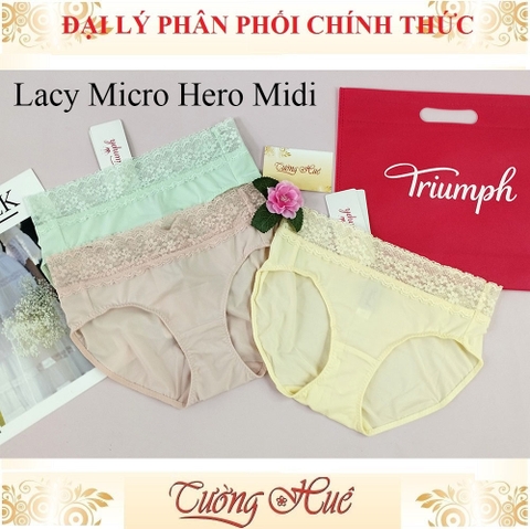 Quần lót nữ Triumph Lacy Micro Hero Midi Trơn Phối Ren Lưng Vừa.
