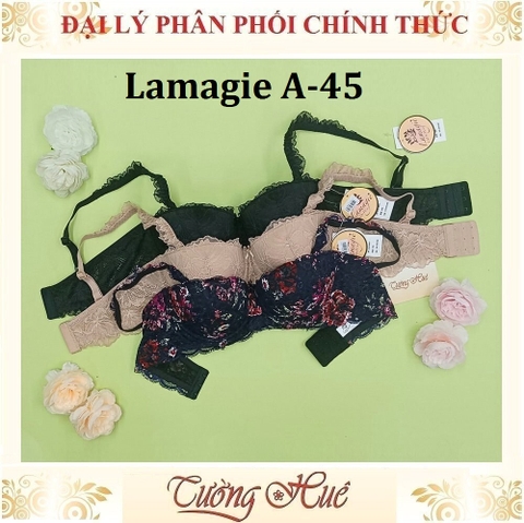 Áo lót nữ Lamagie A-45 Có Gọng Cúp Ngang Phối Ren Mút Nâng 3cm.