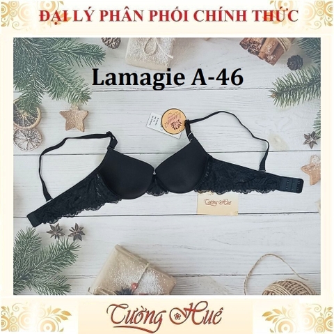 Áo lót nữ Lamagie A-46 Có Gọng Trơn Phối Ren Lưng Mút Nâng Vừa 2.5cm.