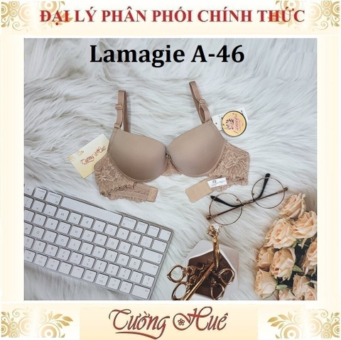 Áo lót nữ Lamagie A-46 Có Gọng Trơn Phối Ren Lưng Mút Nâng Vừa 2.5cm.