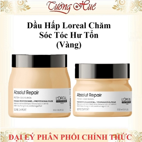 Dầu Hấp Loreal Chăm Sóc Tóc Hư Tổn Serie Expert Absolut Repair 250ml/500ml - Vàng (Có lựa chọn)
