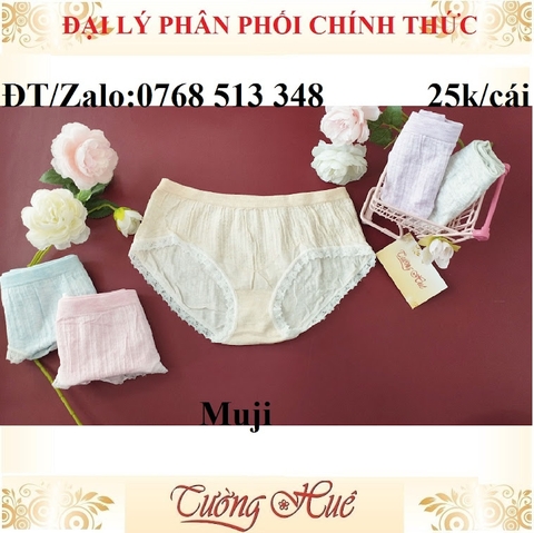 Quần lót nữ Muji cotton lưng cao FREESIZE.
