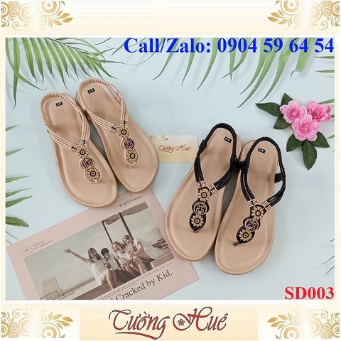 [Ảnh Thật 100%] Sandal Nữ Xỏ Ngón Đế Bệt Quai Hình Hoa - SD003