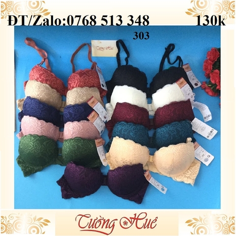 Áo lót nữ Lovely 303 ren nâng ngực cúp bầu ngang cài trước.