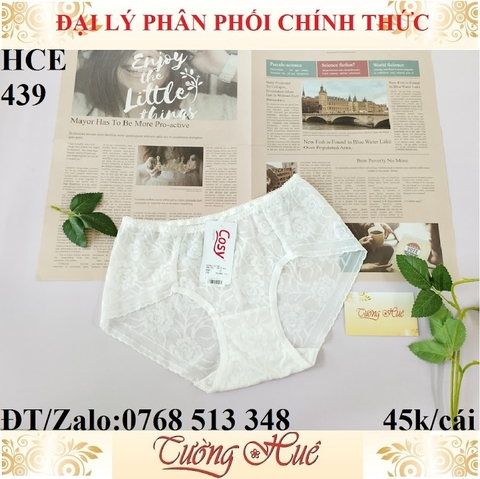 Quần lót nữ Cosy HCE 439 ren thêu hoa lưng cao.