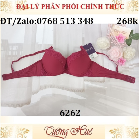 Áo lót nữ Tuky 6262 trơn phối ren thêu mút vừa.