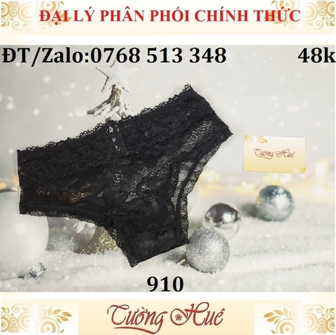 Quần lót nữ Tuky 910 ren thêu lưng cao vừa.