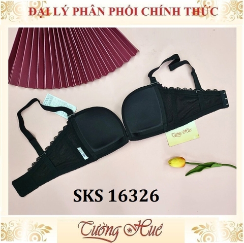 Áo lót nữ Darlin SKS 16326 Không Gọng Mút Mỏng Ren Xẻ V Sâu Phối Lưng Lưới Bảng Vừa 3 Móc Cài.