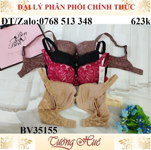 Áo lót nữ Bon Bon BV35155 ren thêu vừa lưng chữ U.