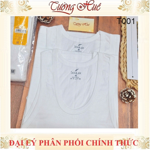 Áo Thun Ba Lỗ Sovitex By relax T001 Cổ Chữ U Trắng Cotton Thun Co Dãn Không Viền May 2 Bên Hông