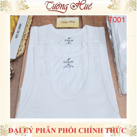 Áo Thun Ba Lỗ Sovitex By relax T001 Cổ Chữ U Trắng Cotton Thun Co Dãn Không Viền May 2 Bên Hông
