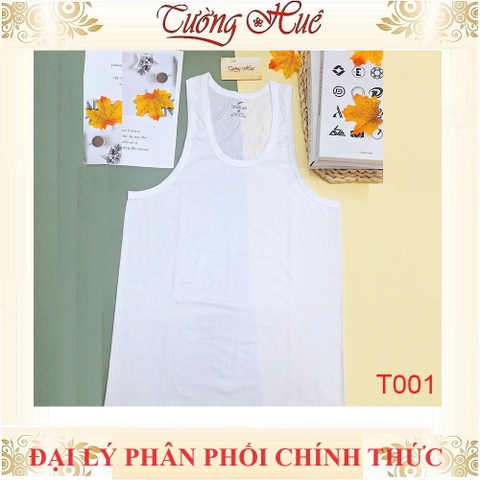 Áo Thun Ba Lỗ Sovitex By relax T001 Cổ Chữ U Trắng Cotton Thun Co Dãn Không Viền May 2 Bên Hông