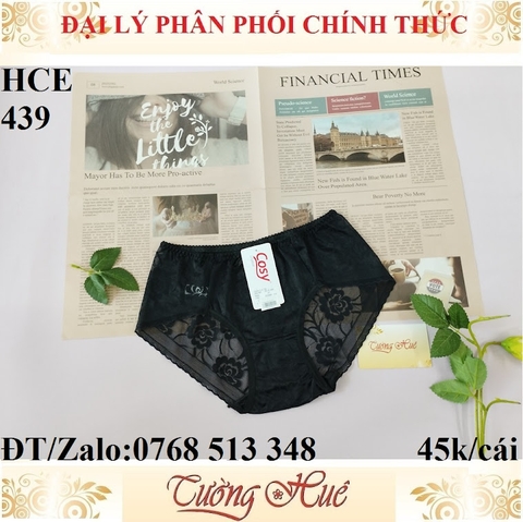 Quần lót nữ Cosy HCE 439 ren thêu hoa lưng cao.