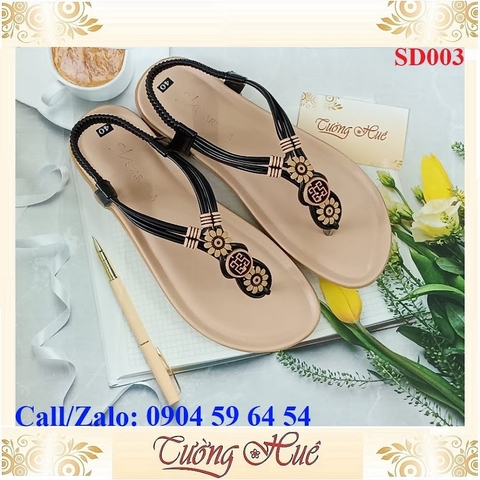 [Ảnh Thật 100%] Sandal Nữ Xỏ Ngón Đế Bệt Quai Hình Hoa - SD003