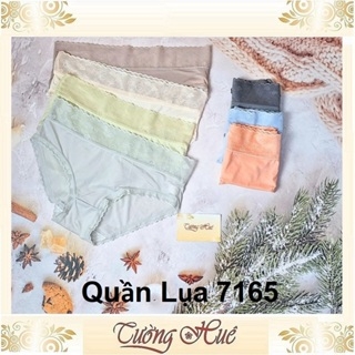 Quần Lót Nữ 7165 Lụa Trơn Viền Tim Lưới Lưng Cao.