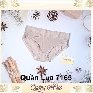 Quần Lót Nữ 7165 Lụa Trơn Viền Tim Lưới Lưng Cao.