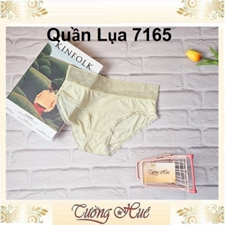 Quần Lót Nữ 7165 Lụa Trơn Viền Tim Lưới Lưng Cao.