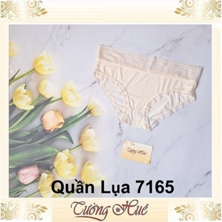 Quần Lót Nữ 7165 Lụa Trơn Viền Tim Lưới Lưng Cao.