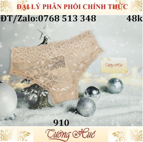 Quần lót nữ Tuky 910 ren thêu lưng cao vừa.