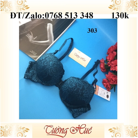 Áo lót nữ Lovely 303 ren nâng ngực cúp bầu ngang cài trước.