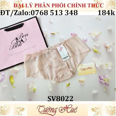 Quần lót nữ Bon Bon SV8022 ren lưới hoa văn không viền may, lưng thấp vừa.