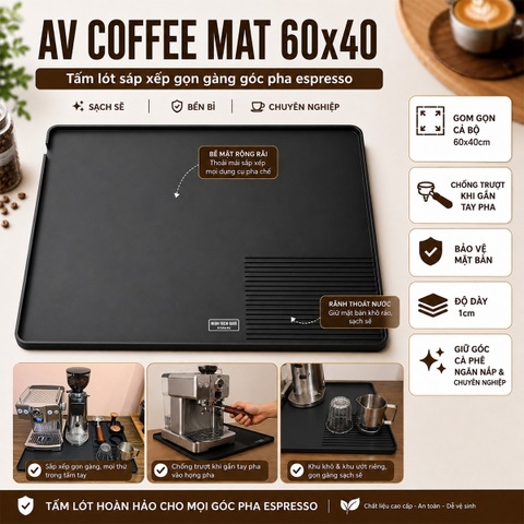 AV Coffee Mat 60cmx40cm | Tấm Lót Để Bàn Máy Pha, Máy Xay & Dụng Cụ Cà Phê Espresso