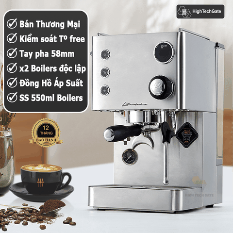 Máy Pha Cà Phê Gemilai CRM3007I Bán Công Nghiệp, Kiểm Soát Nhiệt Độ Pha Tùy Ý, Pha Cafe Espresso 58mm, Định Lượng Tùy Ý, Hàng Chính Hãng