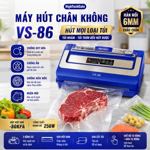 Máy hút chân không VS86 hút mọi loại túi, 2 động cơ, hàn thông minh hàng chính hãng