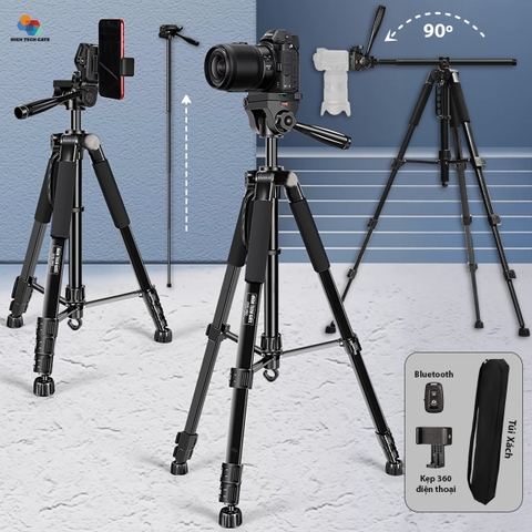Tripod G195 PRO Cao Cấp Xoay 360° Quay Từ Trên Xuống 90° – Chân Máy Ảnh & Điện Thoại Cao 1m95