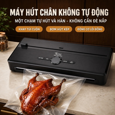 Máy hút chân không thực phẩm gia đình HIGHTECHGATE W232, tự động hút và hàn, không cần đóng mở nắp