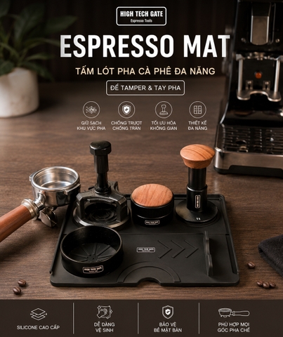 HIGHTECHGATE Espresso Mat | Tấm Lót Pha Cà Phê Đa Năng Đặt Tamper & Tay Pha 51/53/58mm