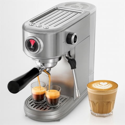 Máy Pha Cà Phê Espresso Mini H10 Có Đồng Hồ Áp Suất – Làm Nóng Nhanh 25s, Thân Vỏ Inox