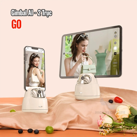 Giá đỡ điện thoại xoay 360 tự động dõi theo chuyển động 2 trục, công nghệ AI không cần APP, không bluetooth, pin cao GO