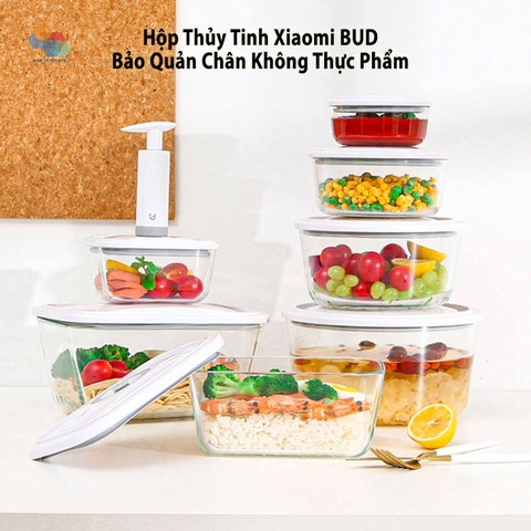 Hộp thủy tinh bảo quản chân không thực phẩm gia đình Xiaomi Youpin BUD, hàng chính hãng