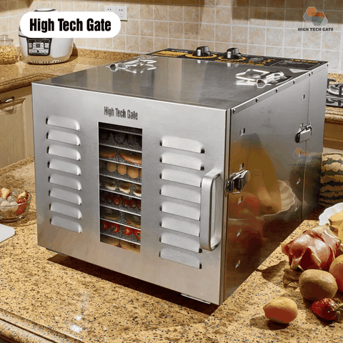 Máy sấy thực phẩm inox HTG-ST01 sấy khô hoa quả, trái cây, thịt cá rau củ, đa năng, 10 khay sấy inox 304, dung tích lớn