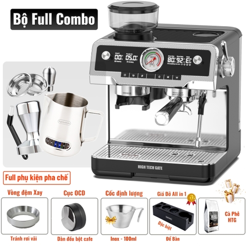 Máy pha cà phê espresso CF08 All in 1 Bean to Cup xay xay hạt plasma, chiết xuất định lượng flowmeter tùy ý, full DIY chức năng