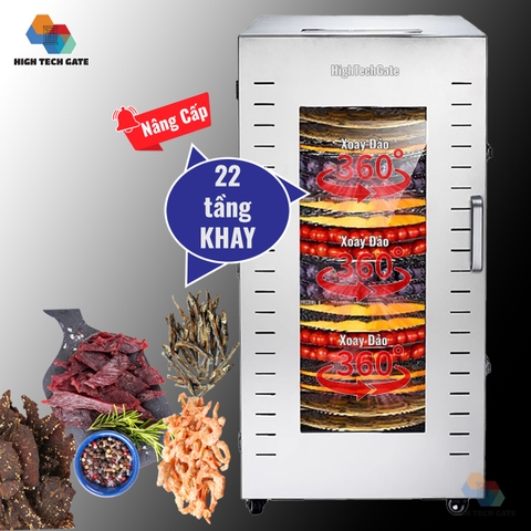 Máy sấy thực phẩm Inox 22 khay SS24H đảo xoay 360°