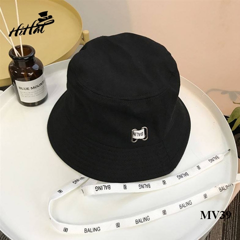 Mũ tai bèo thời trang - Mũ Bucket 2 đuôi màu đen - MV39d