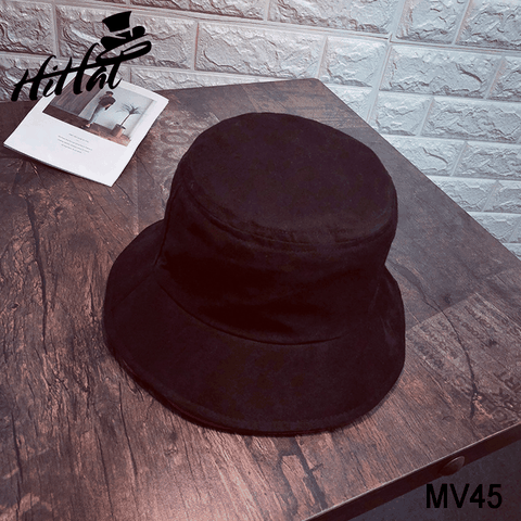 Mũ vành nhỏ mùa hè - Mũ bucket 2 vành màu đen -  MV45