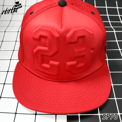 Mũ snapback lưới -nón hiphop màu đỏ in nổi số 23