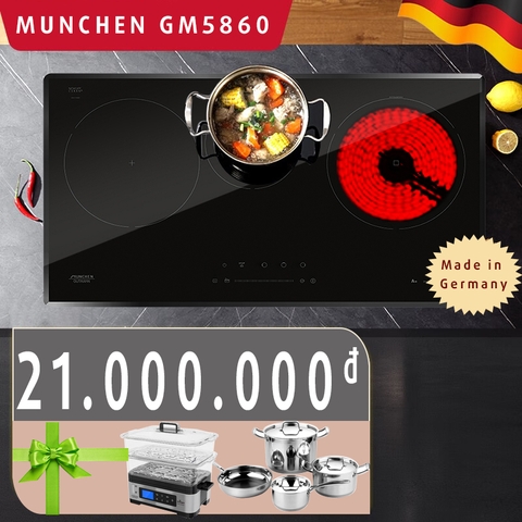Mua bếp điện từ Munchen GM5860 được tặng kèm cả máy hấp và bộ nồi Munchen