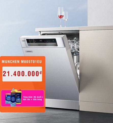 Mua máy rửa bát Munchen M805T01EU có sấy khô, được khuyến mãi gì?