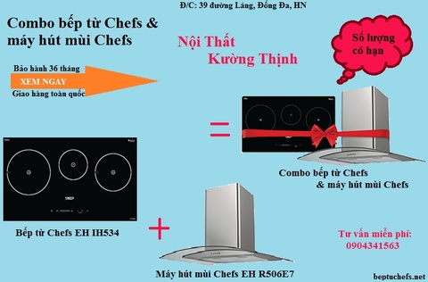 Combo bếp từ Chefs và máy hút mùi Chefs, bỏ túi ngay 2 triệu đồng