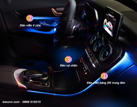 Đèn màu nội thất Ambient lighting cho xe Mercedes Benz
