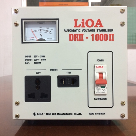 Ổn áp Lioa 1 pha 1KVA DRII-1000 II Chính Hãng Dải Điện Áp Vào 50V~250V