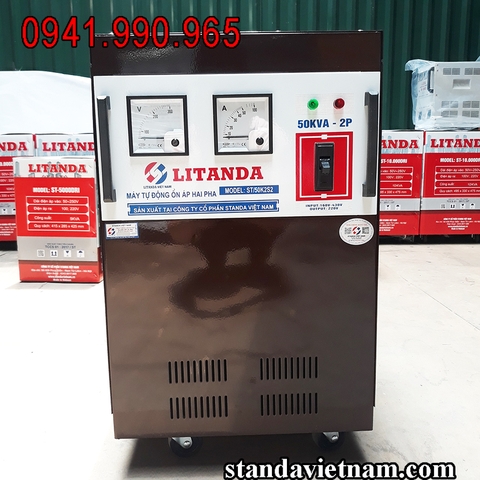 Ổn Áp Litanda 50KVA 2 Pha Lửa NEW 2024 Dây Đồng 100% Cho Điện Quá Yếu